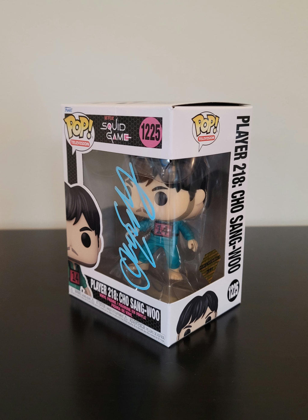Park Hae-Soo Squid Game Signed Autographed Funko Pop Player 218 Cho Sang-Woo COA