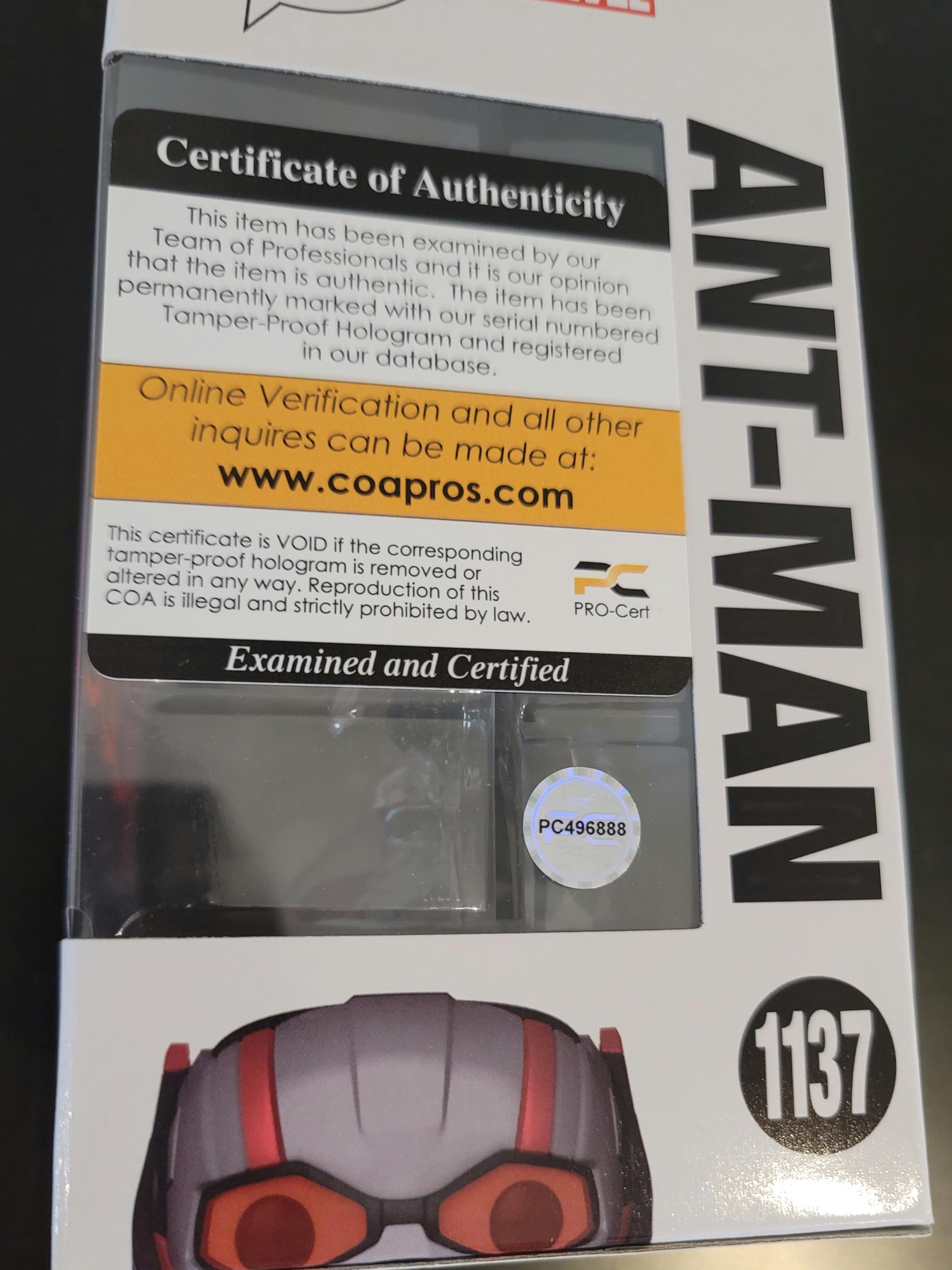 Paul Rudd Signed Autographed Funko Pop Ant-Man with Hologram COA