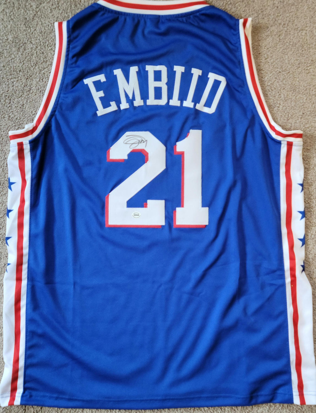 Joel Embiid Signed Autographed Philadelphia 76ers Custom Jersey w/ COA