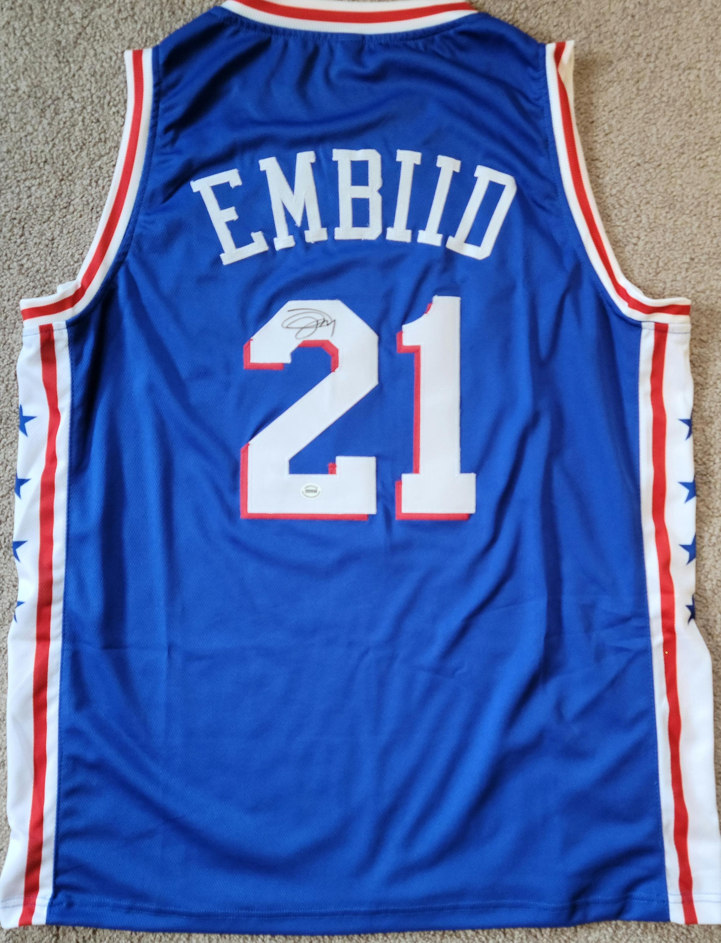 Joel Embiid Signed Autographed Philadelphia 76ers Custom Jersey w/ COA