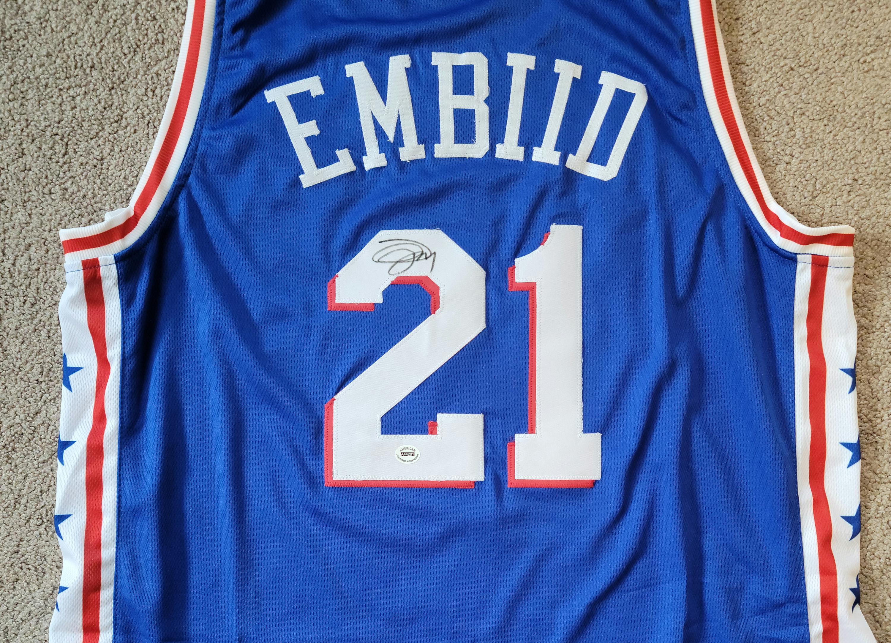 Joel Embiid Signed Autographed Philadelphia 76ers Custom Jersey w/ COA