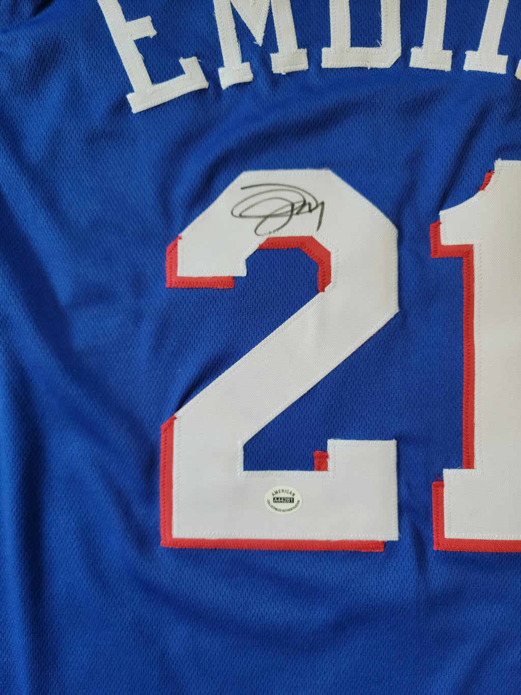 Joel Embiid Signed Autographed Philadelphia 76ers Custom Jersey w/ COA