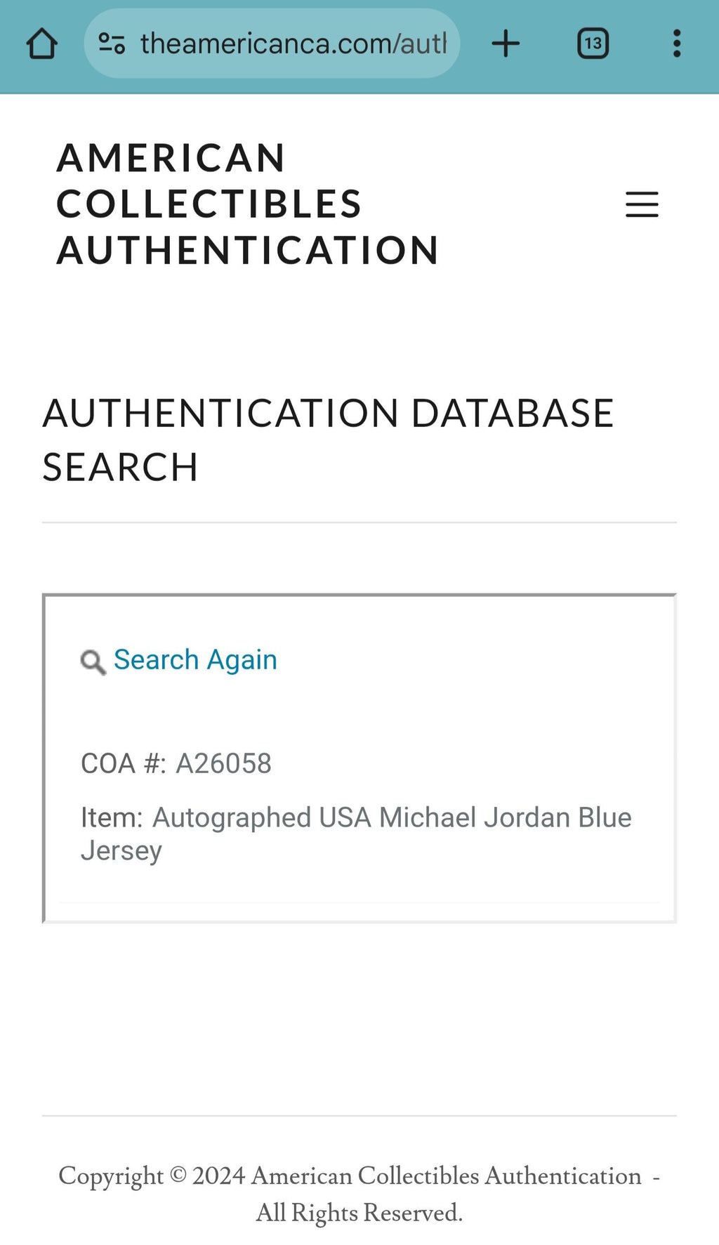 Michael Jordan Signed Autographed Team USA Olympic Custom Jersey w/ COA