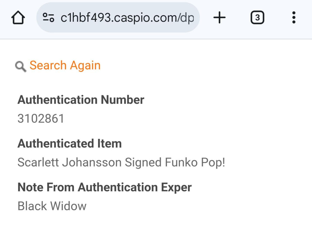Scarlett Johansson Signed Autographed Funko Pop Marvel Black Widow Hologram COA