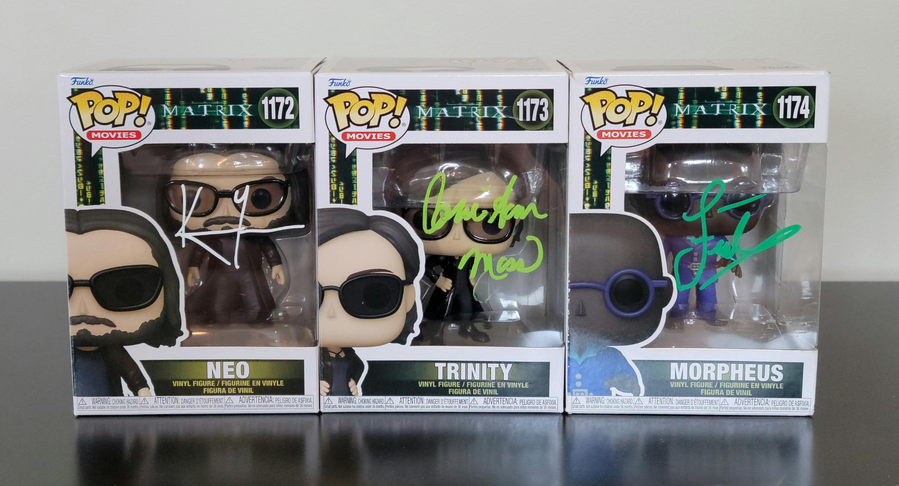 Keanu Reeves Signed Autographed Neo The Matrix Complete Set of Funko Pops w/ COA
