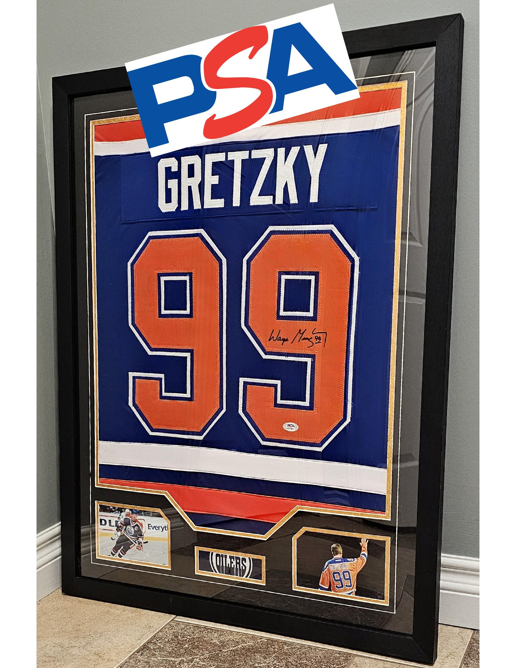 FRAMED! Wayne Gretzky Signed Autographed Edmonton Oilers Custom Jersey PSA COA Autographed