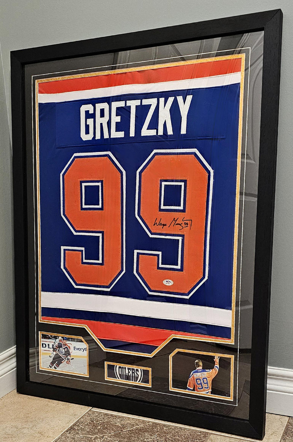 FRAMED! Wayne Gretzky Signed Autographed Edmonton Oilers Custom Jersey PSA COA Autographed