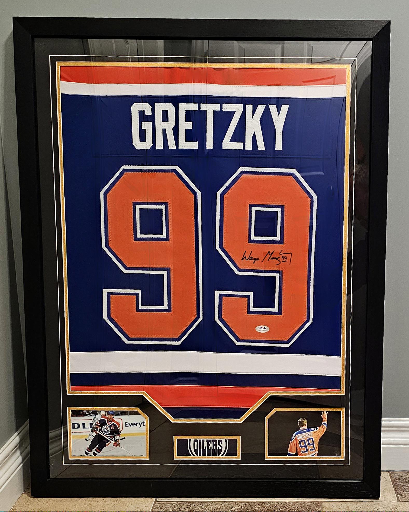 FRAMED! Wayne Gretzky Signed Autographed Edmonton Oilers Custom Jersey PSA COA Autographed