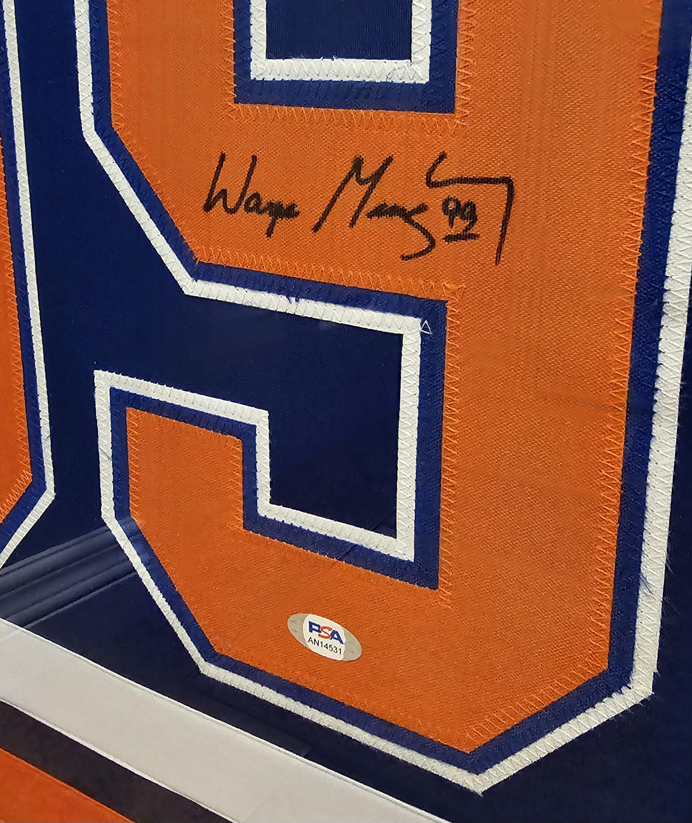 FRAMED! Wayne Gretzky Signed Autographed Edmonton Oilers Custom Jersey PSA COA Autographed