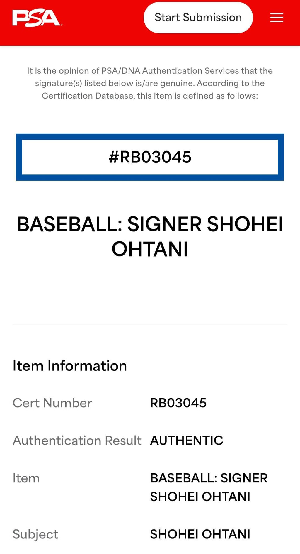 Shohei Ohtani Early Rookie Era Signed Baseball PSA Authenticated Early Career Autograph MLB Collectible Investment Grade Memorabilia