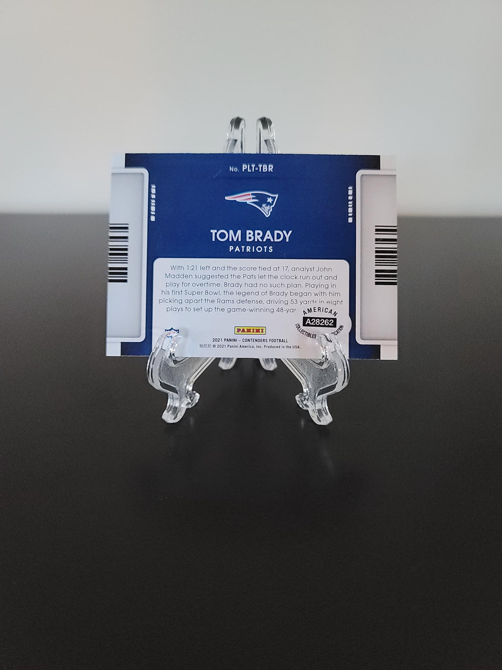 Tom Brady Signed Autographed New England Patriots Panini Card w/ Hologram COA