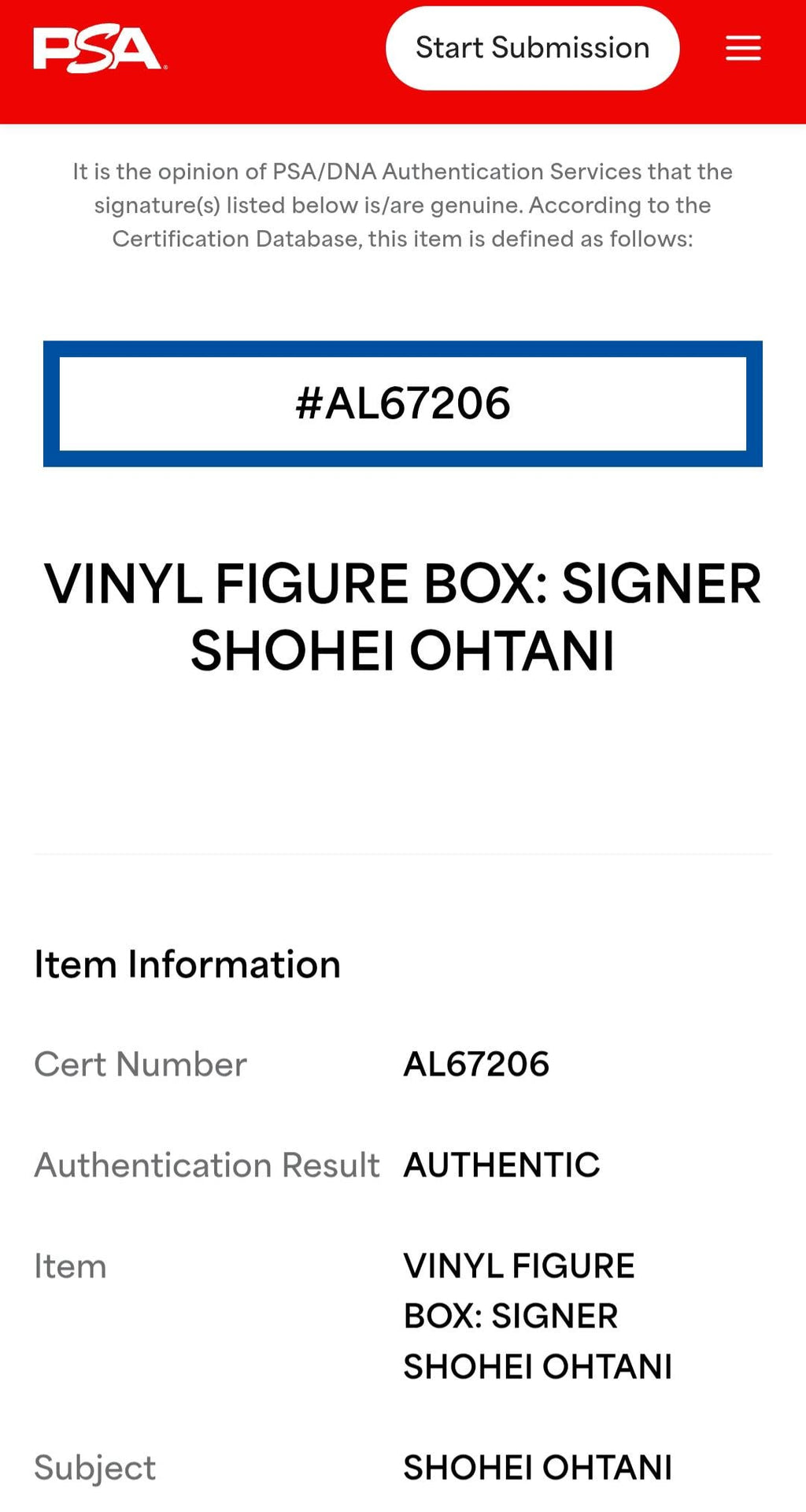 Shohei Ohtani Signed Rookie Funko Pop Los Angeles Angels MLB Hologram PSA DNA Autograph