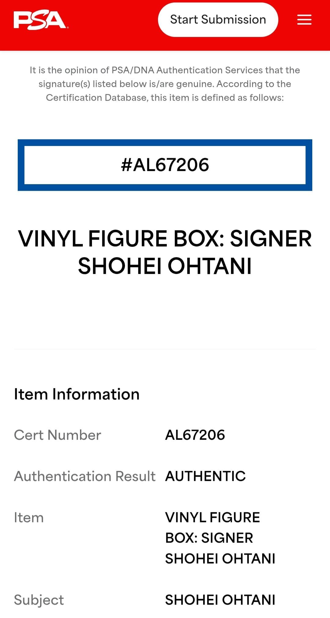 Shohei Ohtani Signed Rookie Funko Pop Los Angeles Angels MLB Hologram PSA DNA Autograph