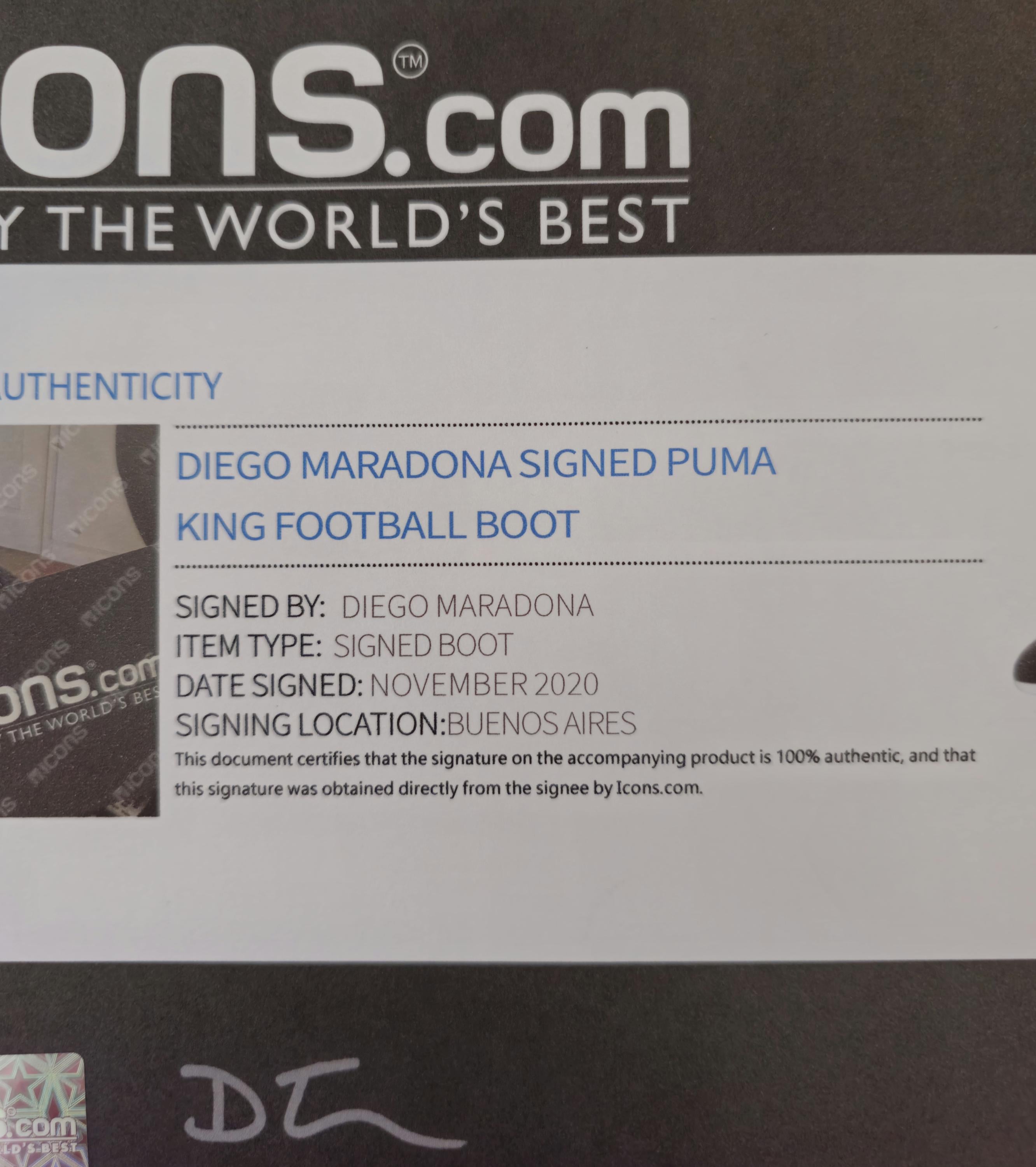 Rare Diego Maradona Signed Match Style Soccer Boot ICONS Authenticated Argentina Auto
