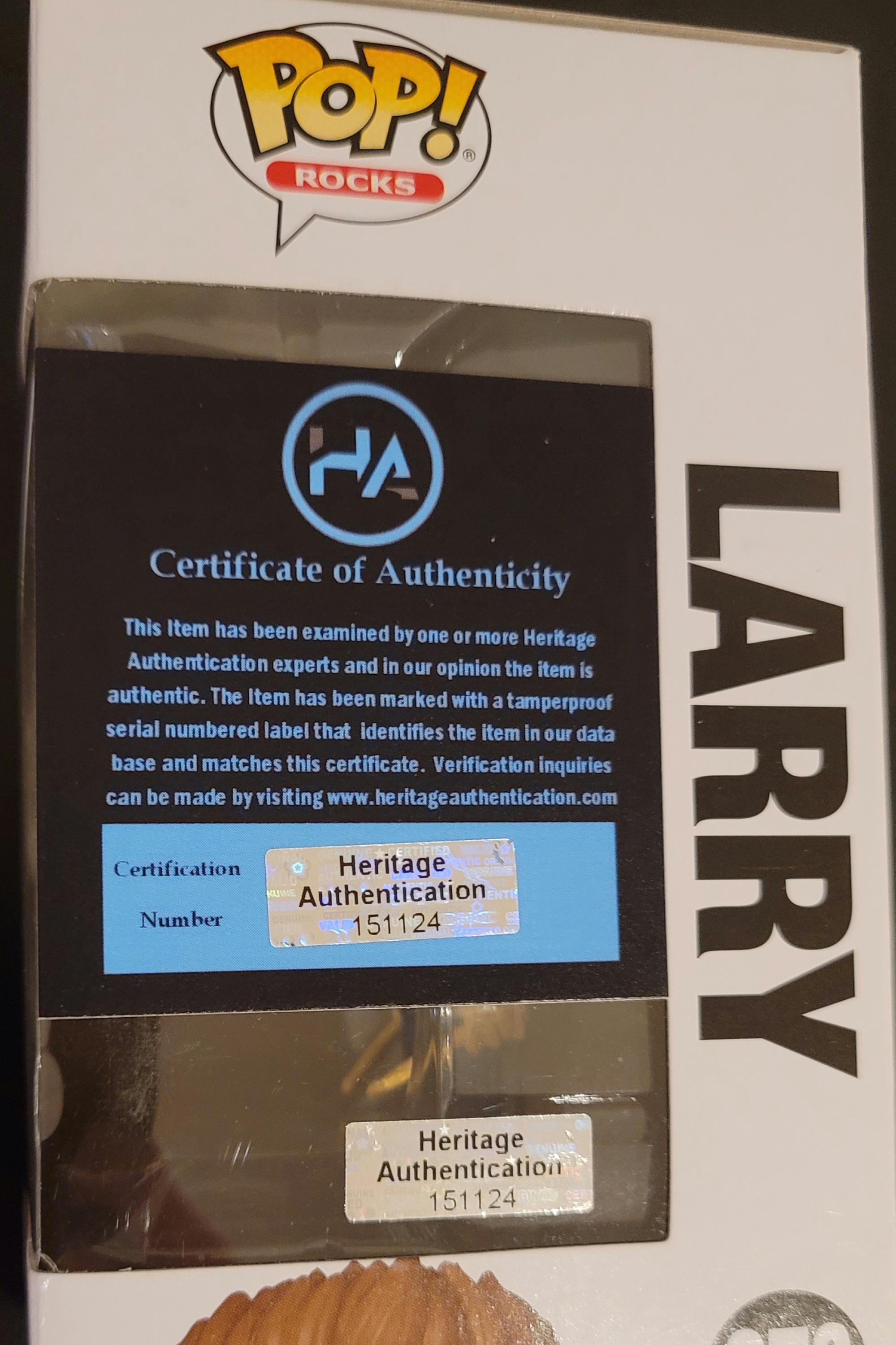 Larry Mullen Jr U2 Signed Autographed Funko Pop Hologram COA Authenticated