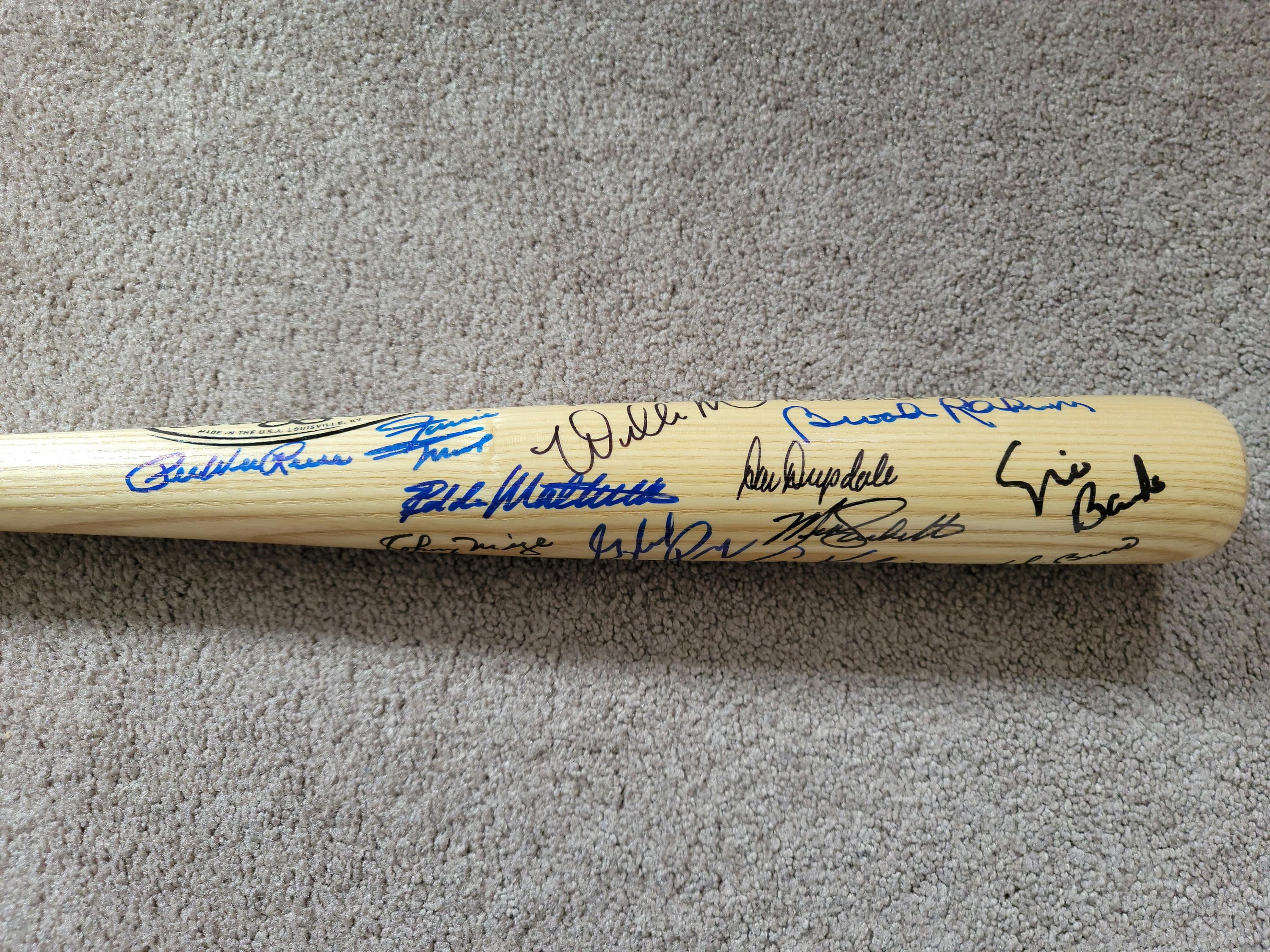Multi-Signed Louisville Slugger Baseball Bat w Holo COA Mays, Ryan, Aaron, Berra, Kaline + More