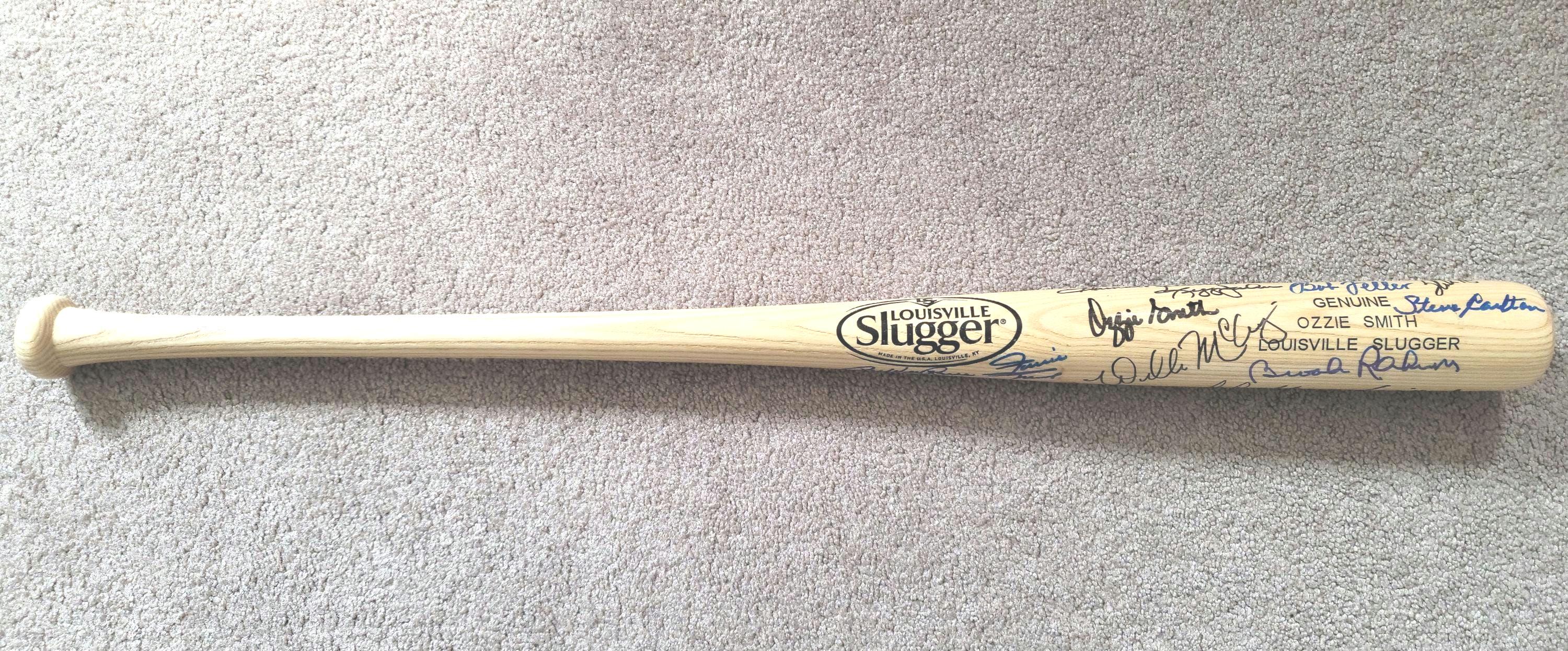 Multi-Signed Louisville Slugger Baseball Bat w Holo COA Mays, Ryan, Aaron, Berra, Kaline + More