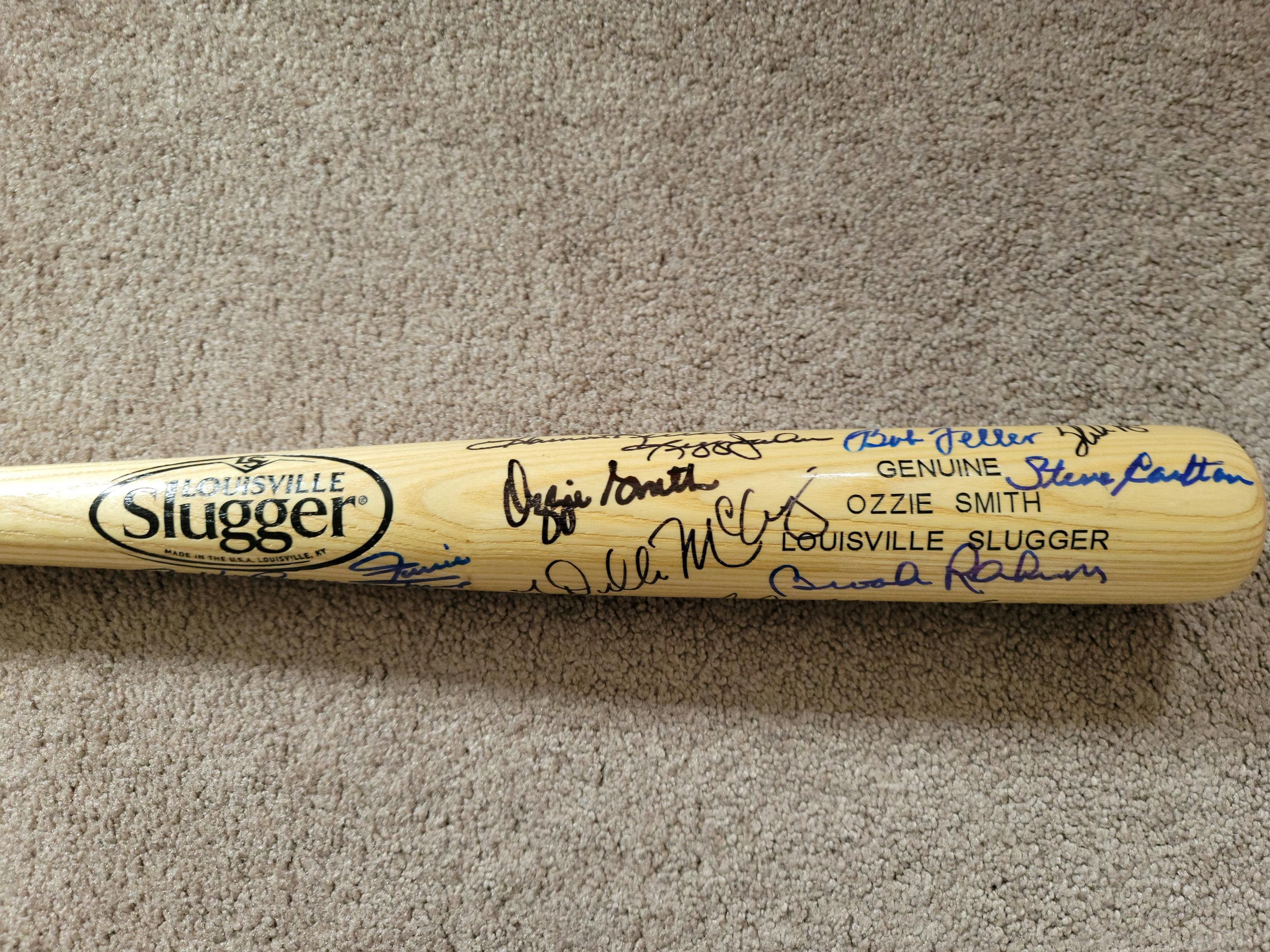 Multi-Signed Louisville Slugger Baseball Bat w Holo COA Mays, Ryan, Aaron, Berra, Kaline + More