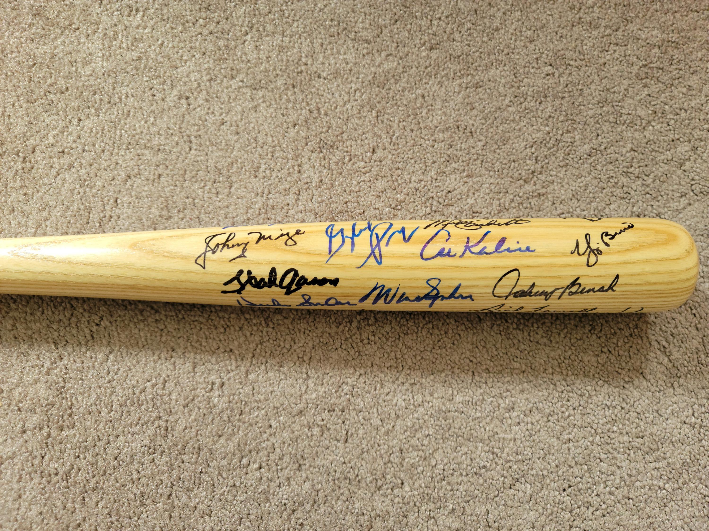 Multi-Signed Louisville Slugger Baseball Bat w Holo COA Mays, Ryan, Aaron, Berra, Kaline + More