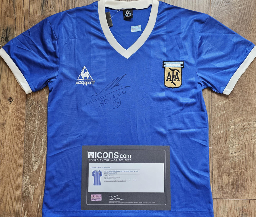 Diego Maradona Signed 1986 World Cup Hand of God Jersey ICONS COA Autographed