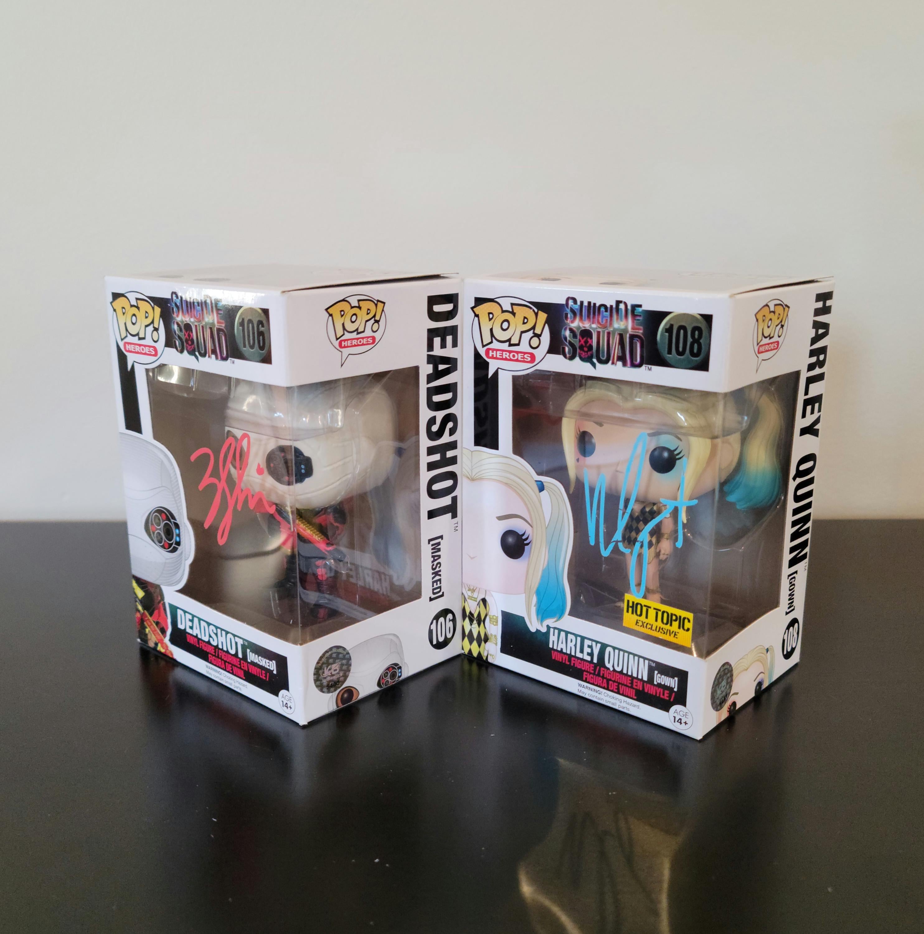 Signed Will Smith & Margot Robbie Funko Pops, Suicide Squad w/COA