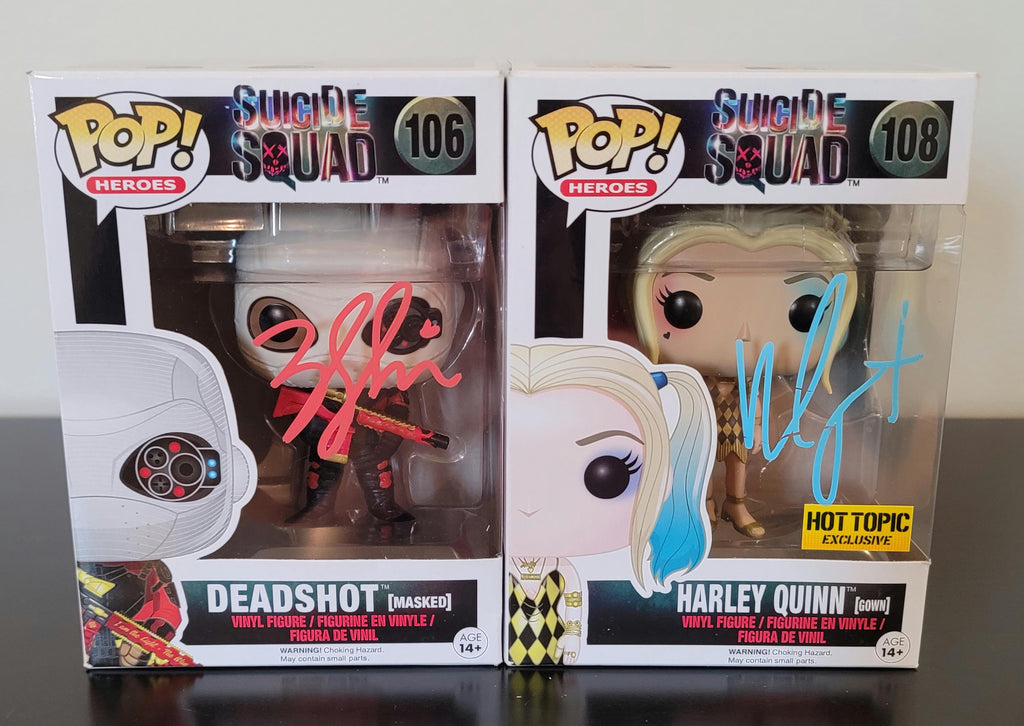 Signed Will Smith & Margot Robbie Funko Pops, Suicide Squad w/COA