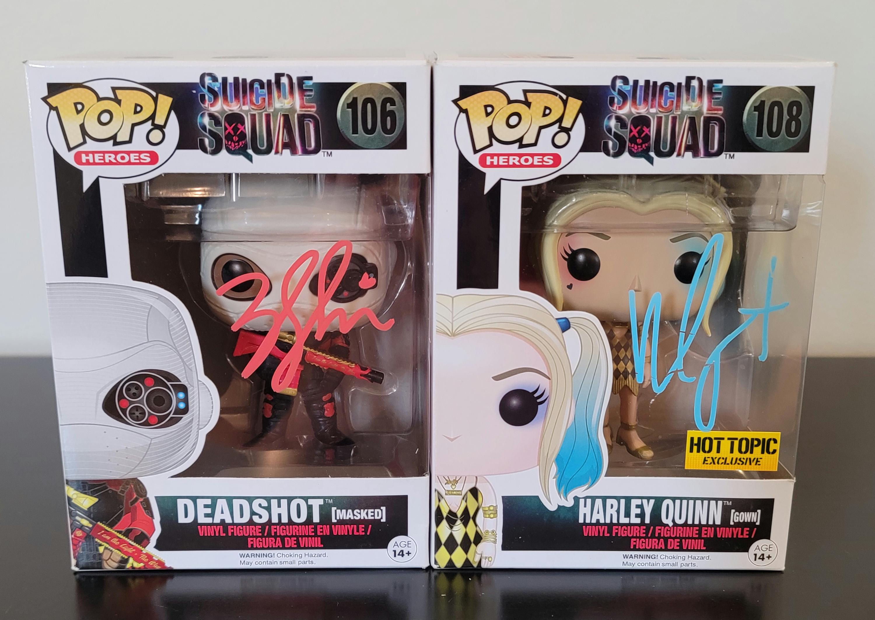 Signed Will Smith & Margot Robbie Funko Pops, Suicide Squad w/COA