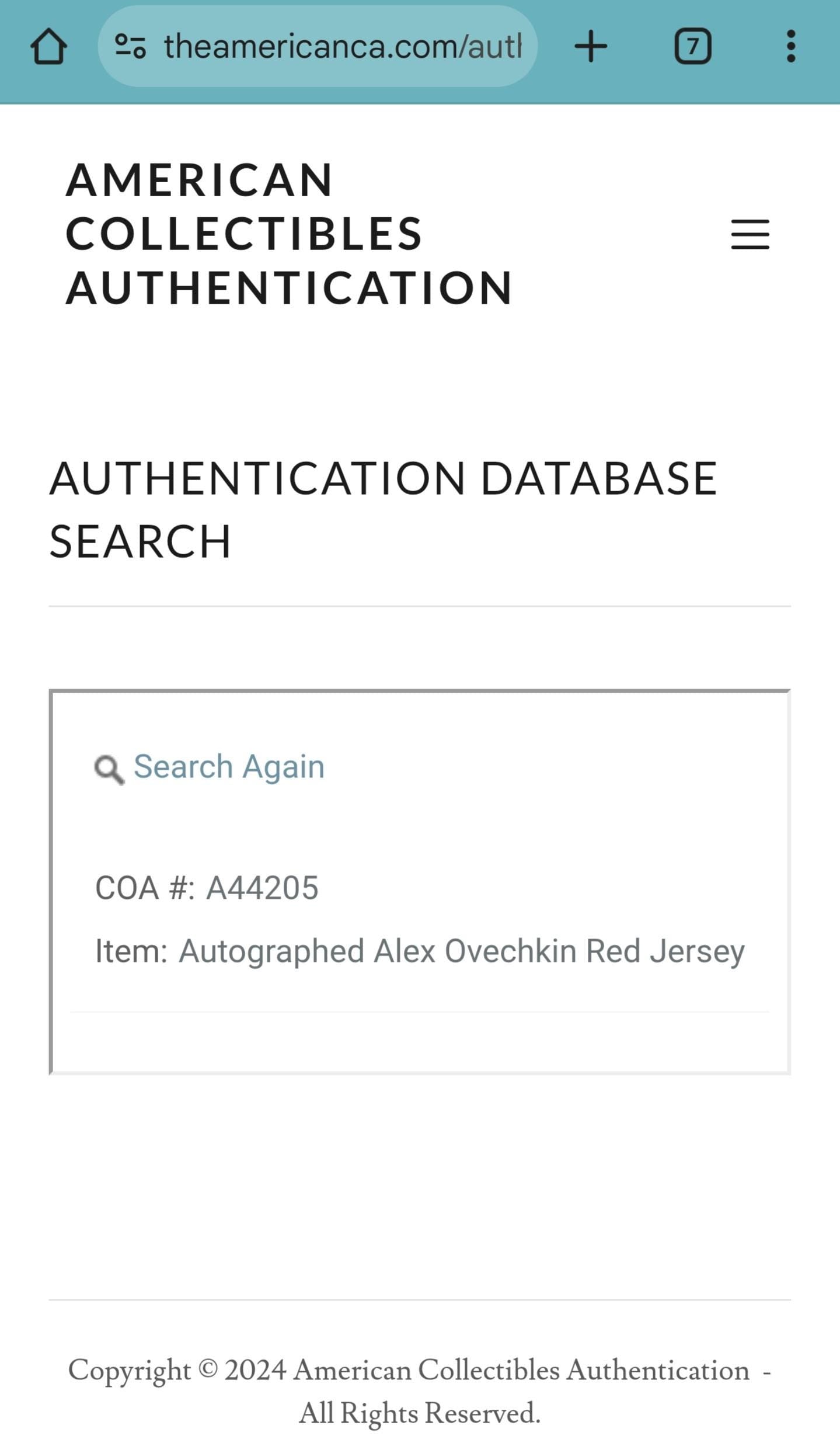 Alexander Ovechkin Signed Autographed Washington Capitals Custom Jersey w/ COA