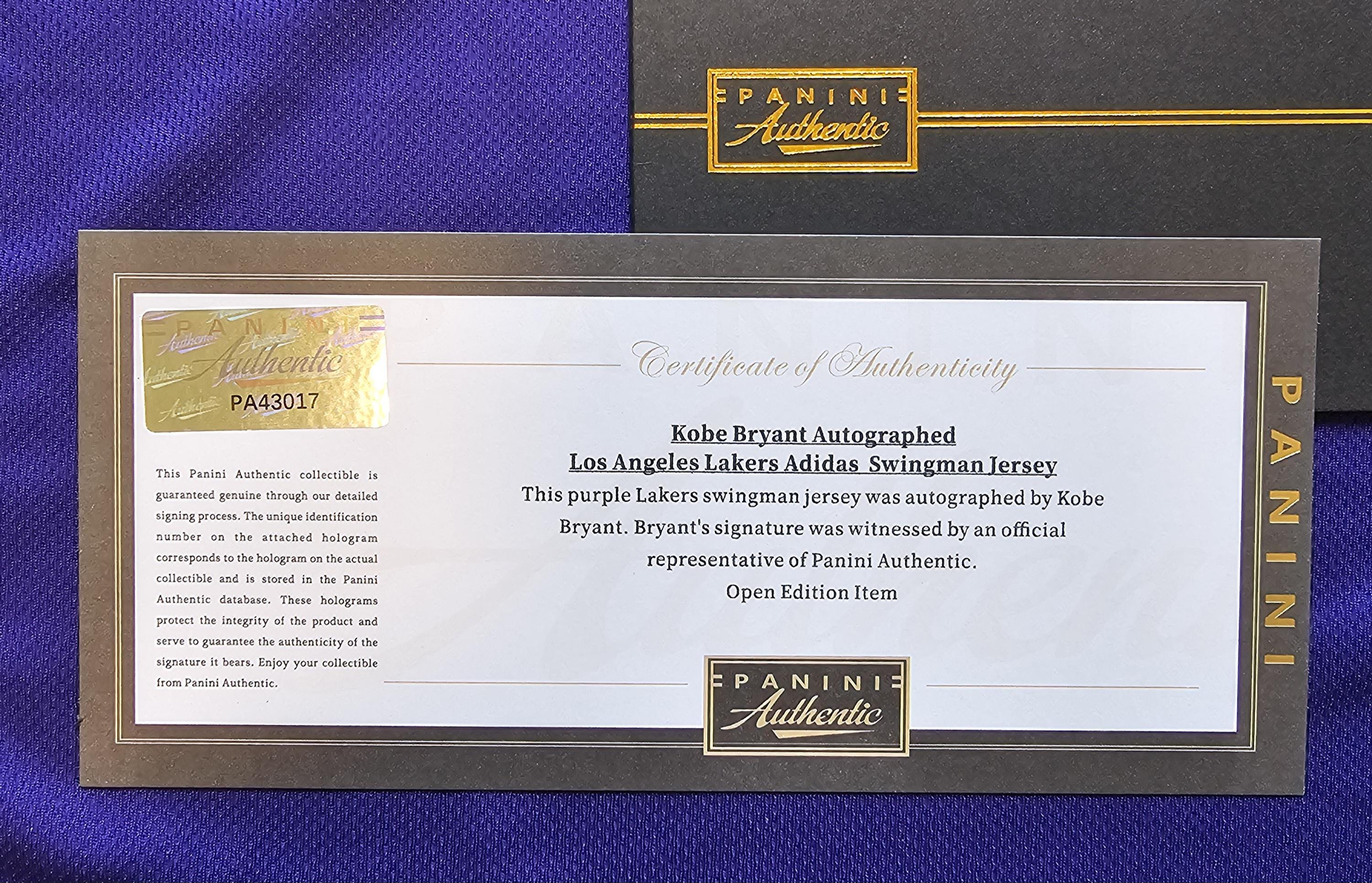 Kobe Bryant Signed Lakers Jersey Full Signature Panini Authenticated NBA Black Mamba Memorabilia Collectible