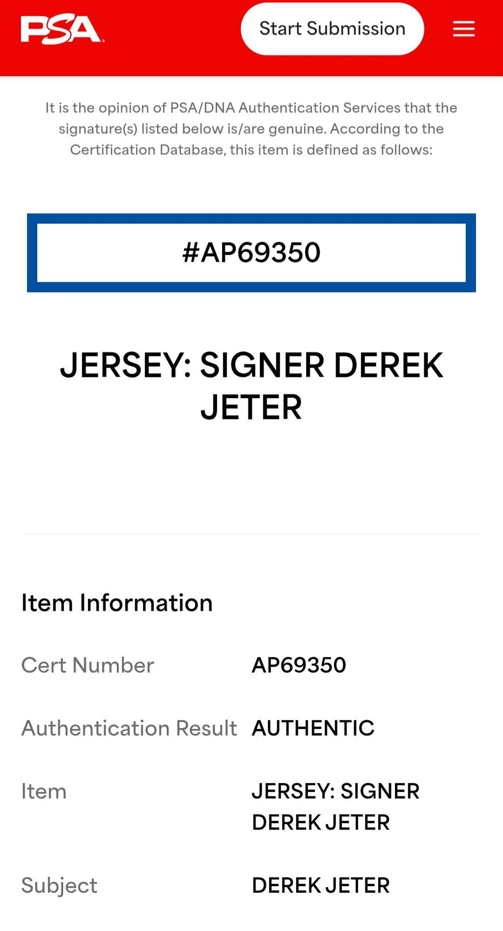 Derek Jeter Signed New York Yankees Jersey PSA COA Autographed