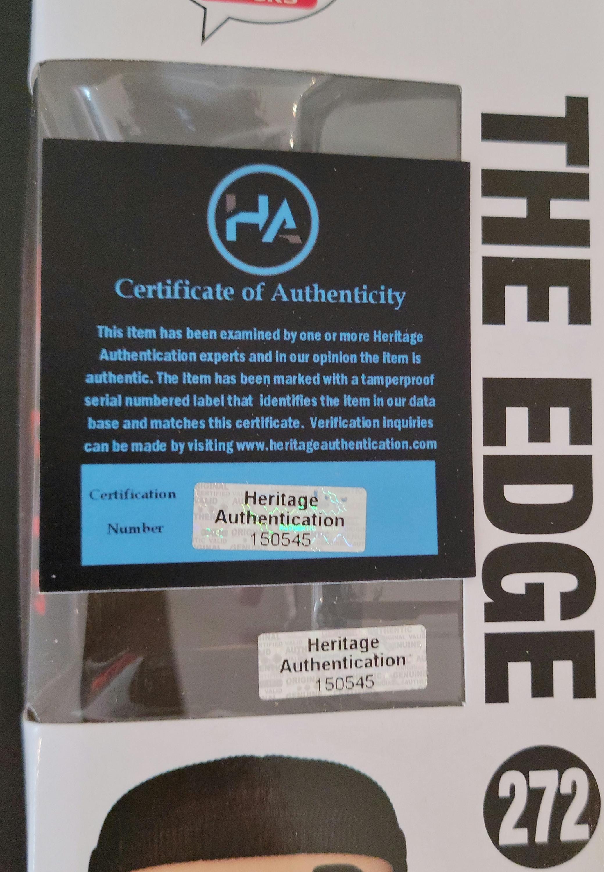 The Edge U2 Signed Autographed Funko Pop Hologram COA Authenticated