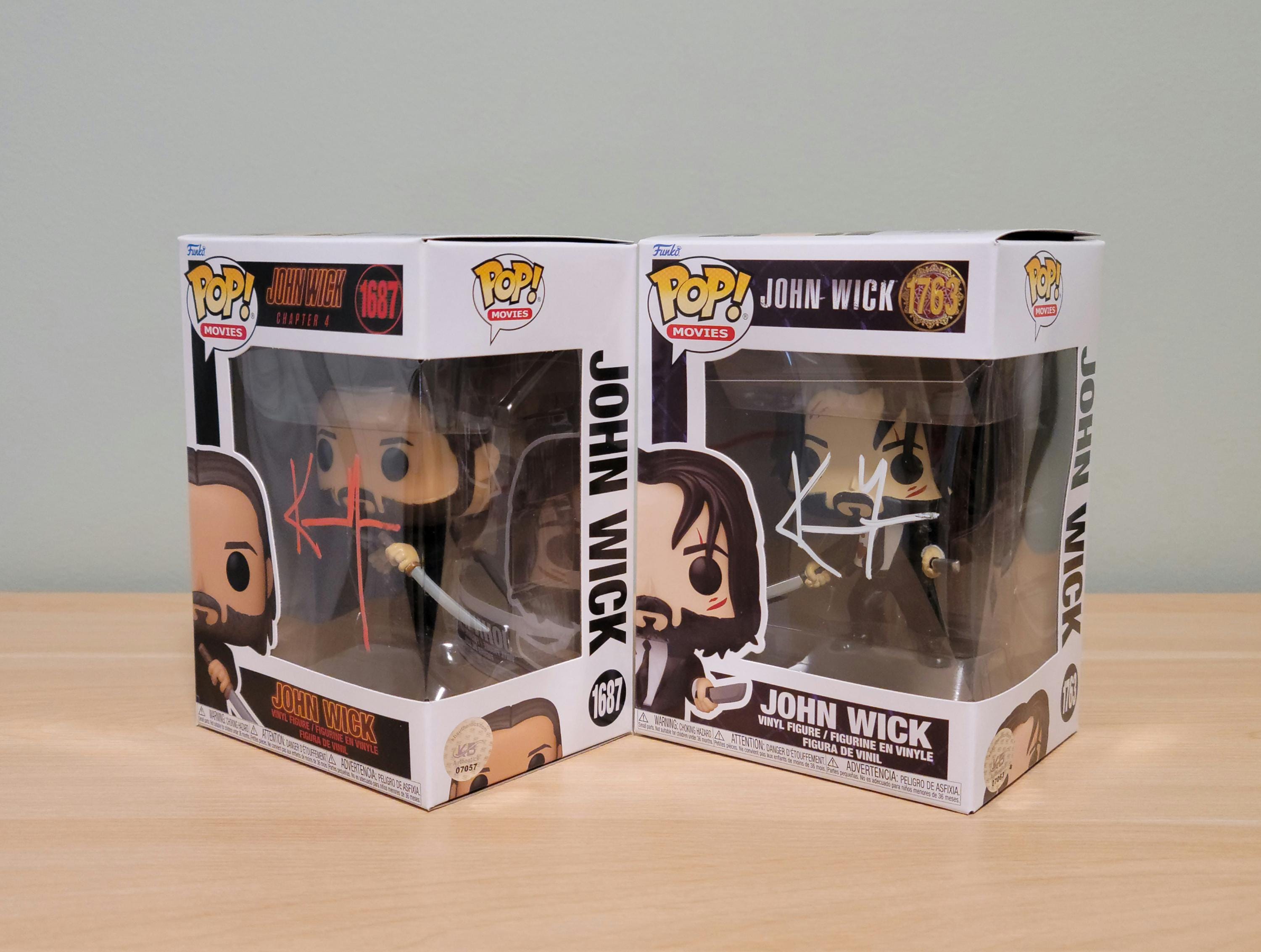 TWO! Keanu Reeves Signed Autographed John Wick Funko Pops w/ COA Neo The Matrix