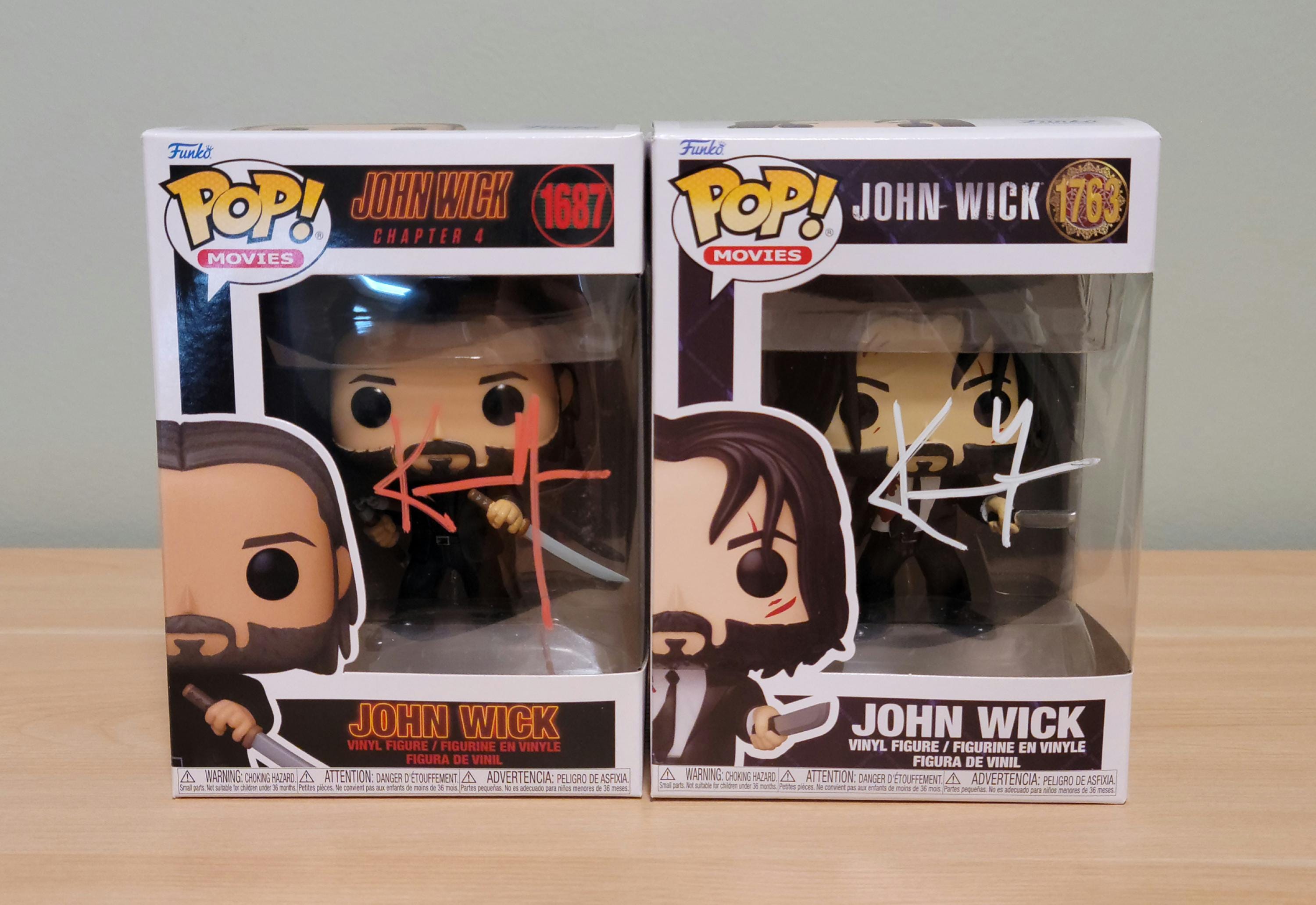 TWO! Keanu Reeves Signed Autographed John Wick Funko Pops w/ COA Neo The Matrix