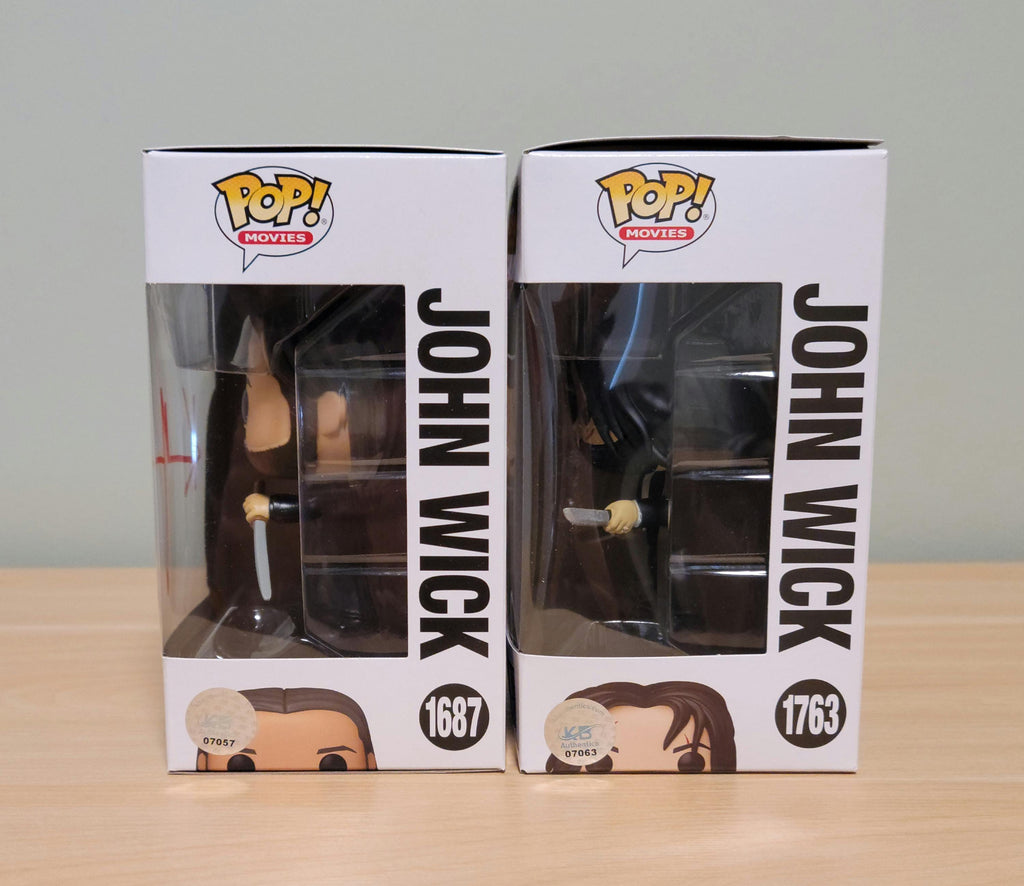 TWO! Keanu Reeves Signed Autographed John Wick Funko Pops w/ COA Neo The Matrix