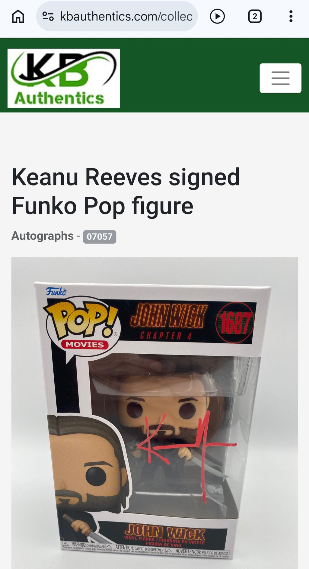 TWO! Keanu Reeves Signed Autographed John Wick Funko Pops w/ COA Neo The Matrix