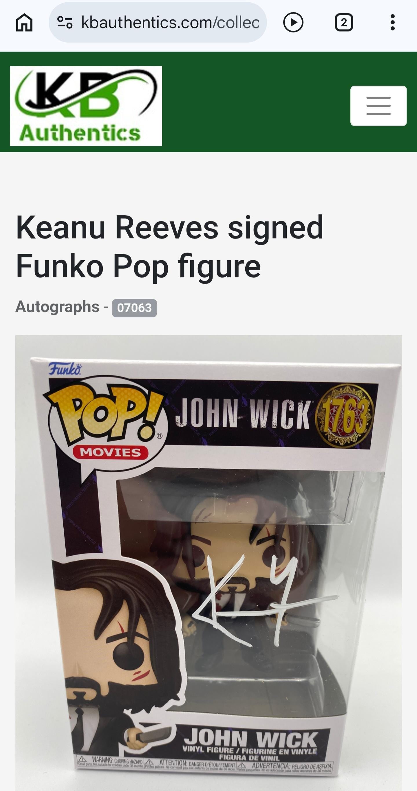 TWO! Keanu Reeves Signed Autographed John Wick Funko Pops w/ COA Neo The Matrix