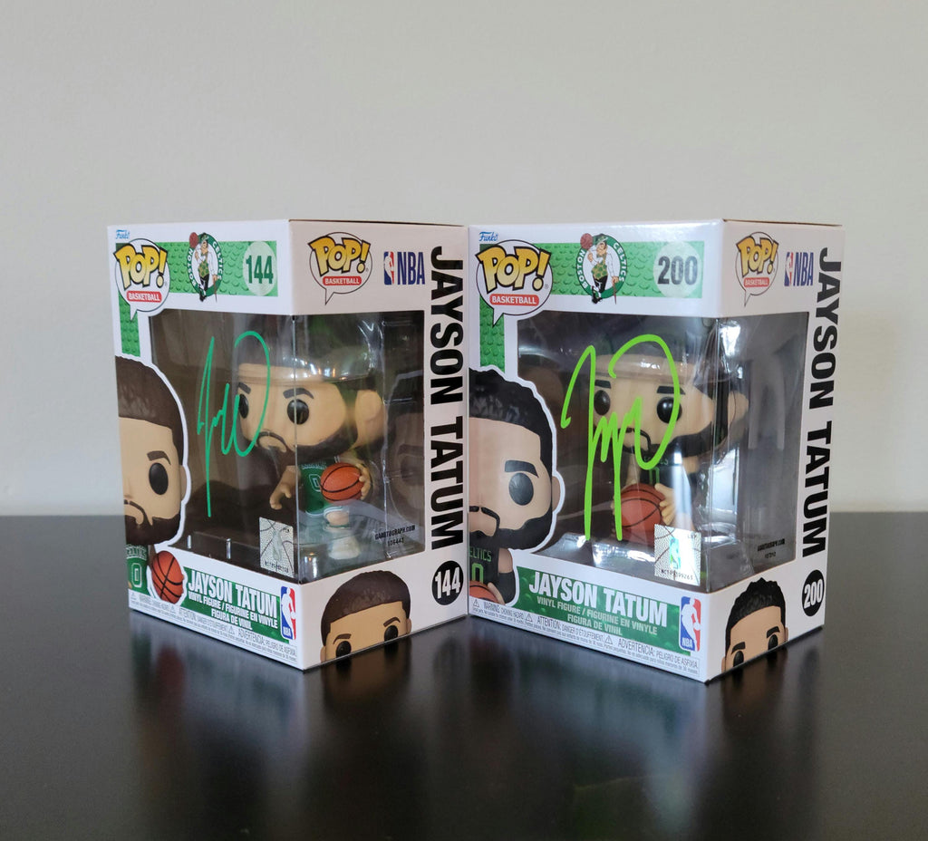 TWO! Jayson Tatum Signed Autographed Funko Pops Boston Celtics w/ NBA Holo COA