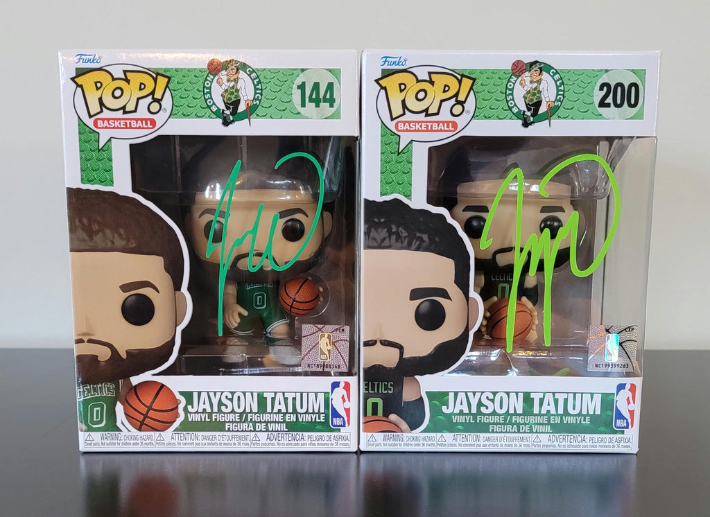 TWO! Jayson Tatum Signed Autographed Funko Pops Boston Celtics w/ NBA Holo COA