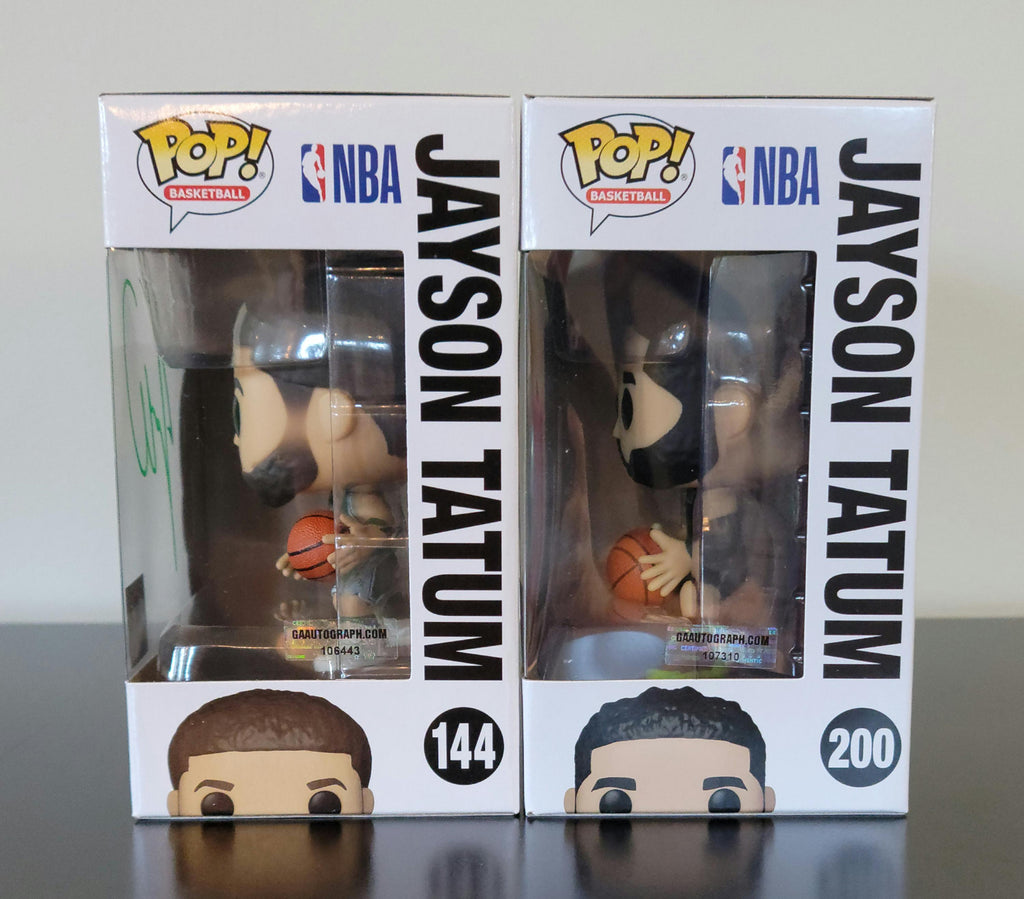 TWO! Jayson Tatum Signed Autographed Funko Pops Boston Celtics w/ NBA Holo COA