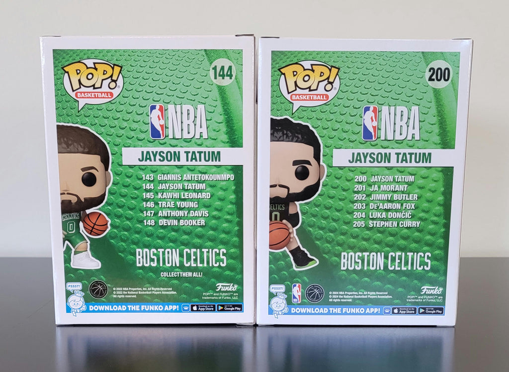 TWO! Jayson Tatum Signed Autographed Funko Pops Boston Celtics w/ NBA Holo COA