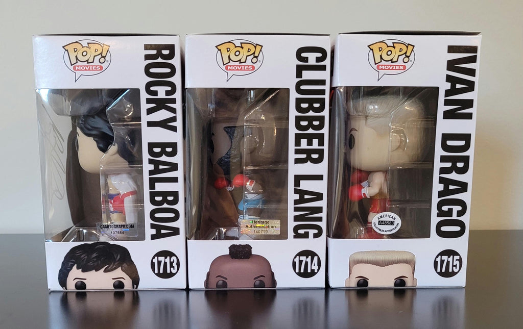 Signed Rocky Balboa Funko Pop Set: Stallone, Drago, Clubber Lang Mr. T (COA)
