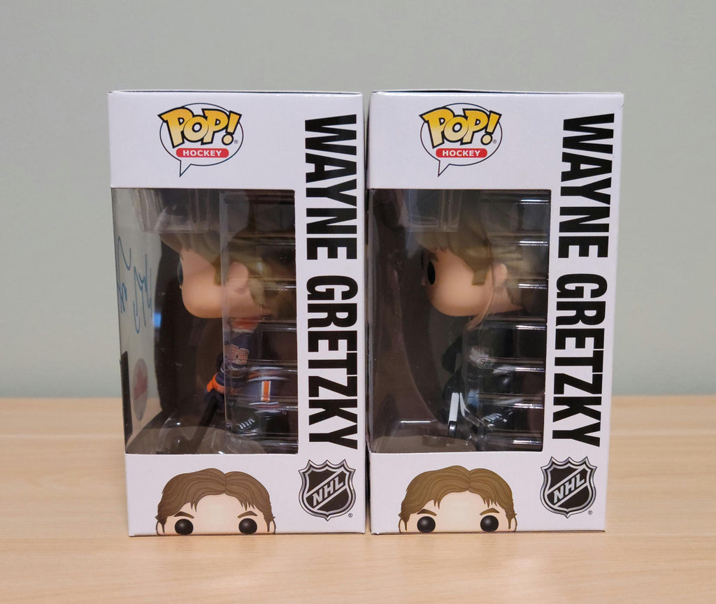 TWO! Wayne Gretzky Signed Autographed Funko Pop Edmonton Oilers NHL Hologram COA