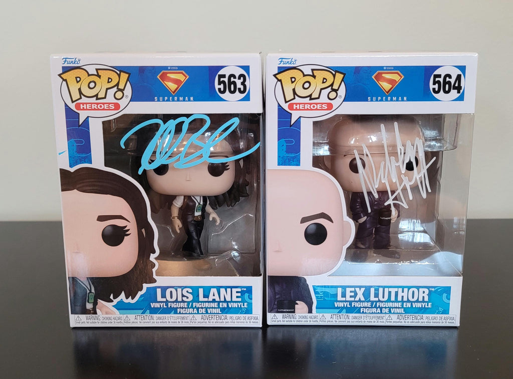 Rachel Brosnahan & Nicholas Hoult DC Superman Signed Autographed Funko Pops COA