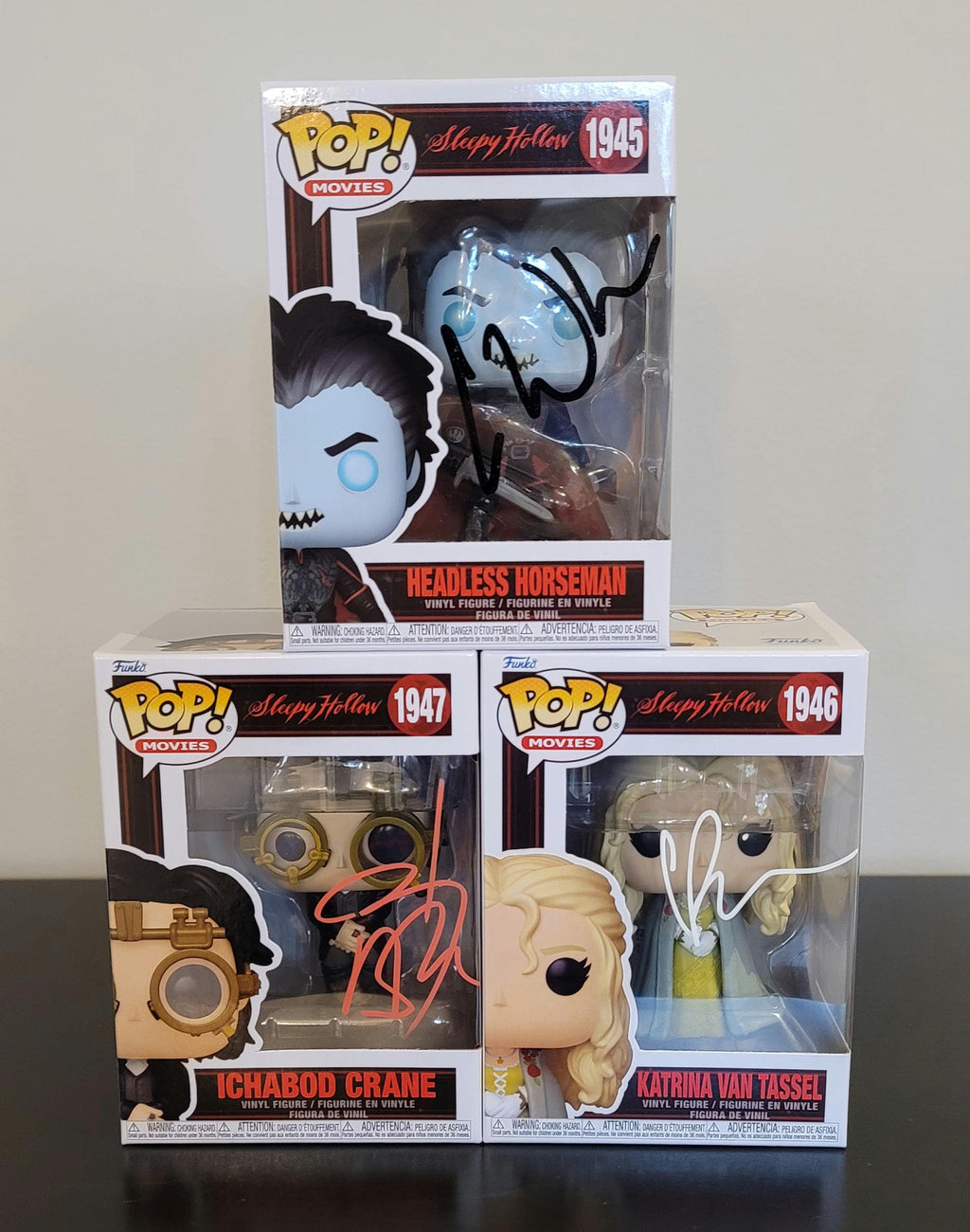 Sleepy Hollow Signed Autographed Funko Pop Set Johnny Depp Christopher Walken Christina Ricci COA