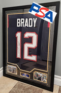 FRAMED! Tom Brady Signed Autographed Patriots Custom Jersey PSA COA Autographed