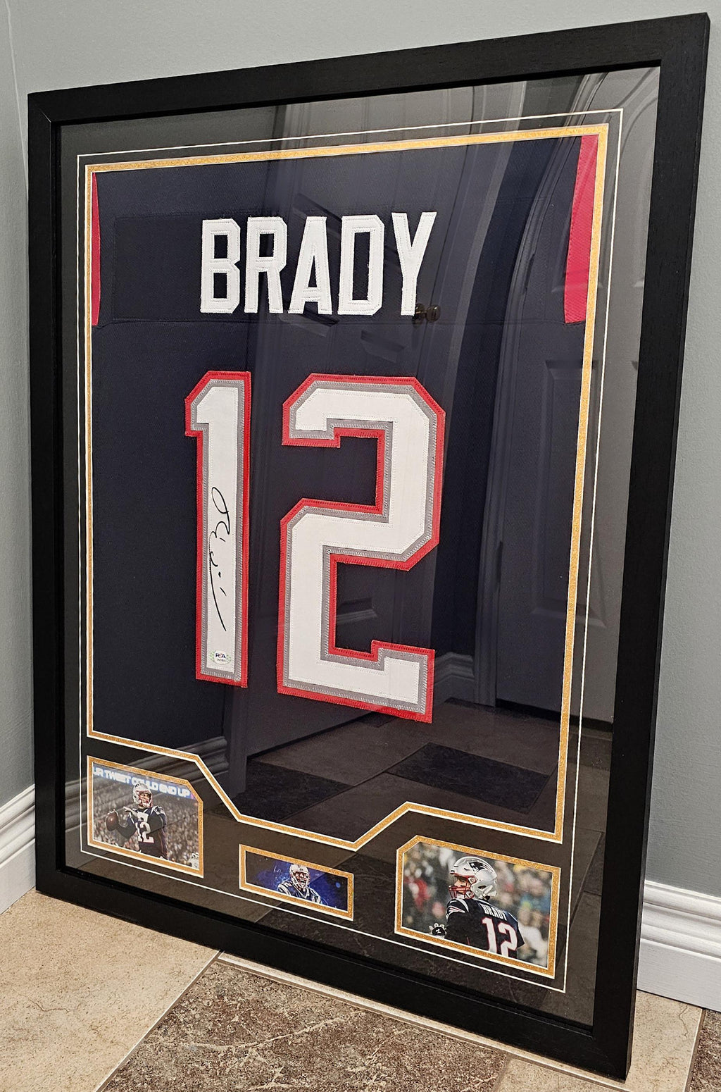 FRAMED! Tom Brady Signed Autographed Patriots Custom Jersey PSA COA Autographed