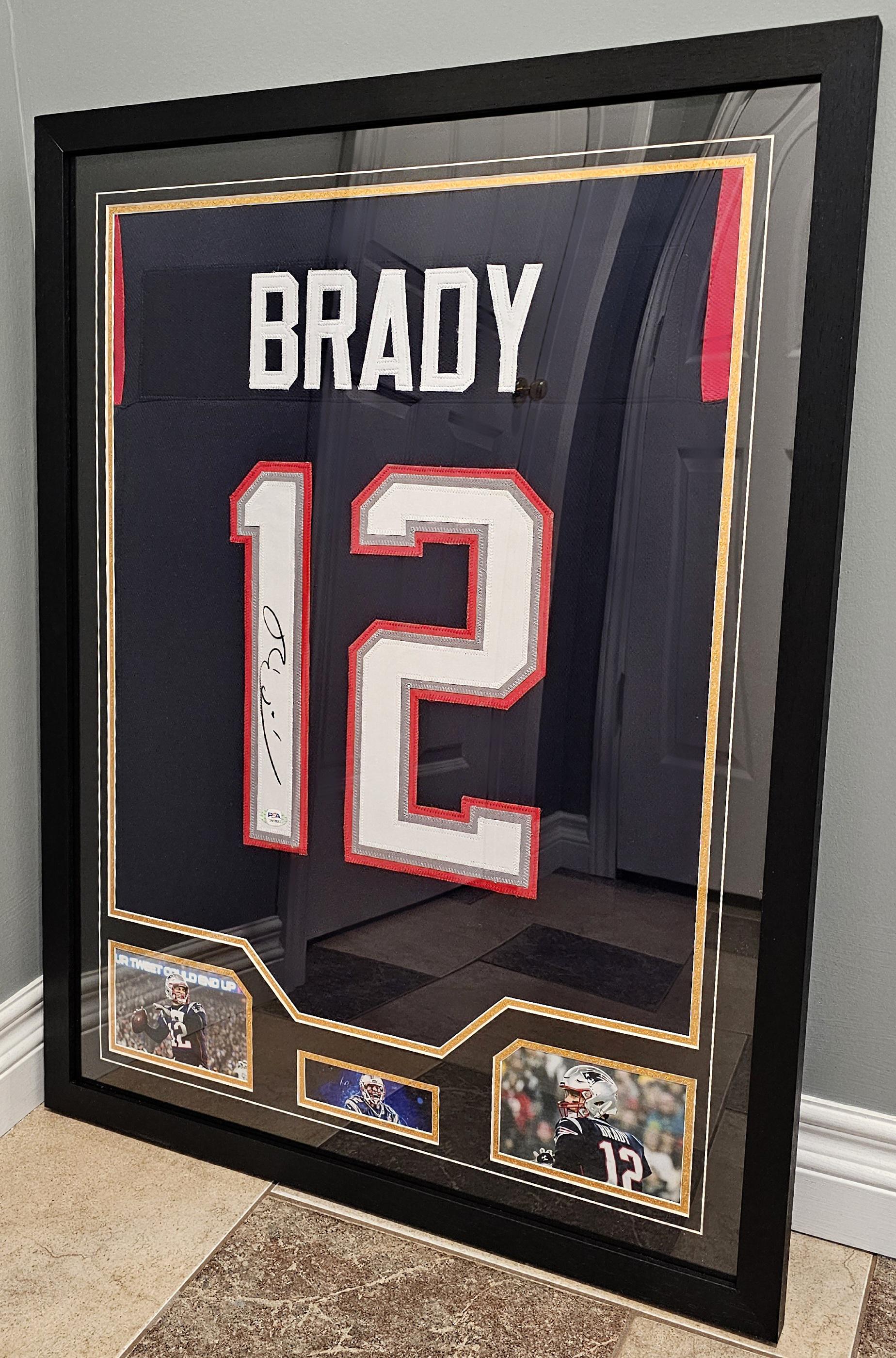 FRAMED! Tom Brady Signed Autographed Patriots Custom Jersey PSA COA Autographed