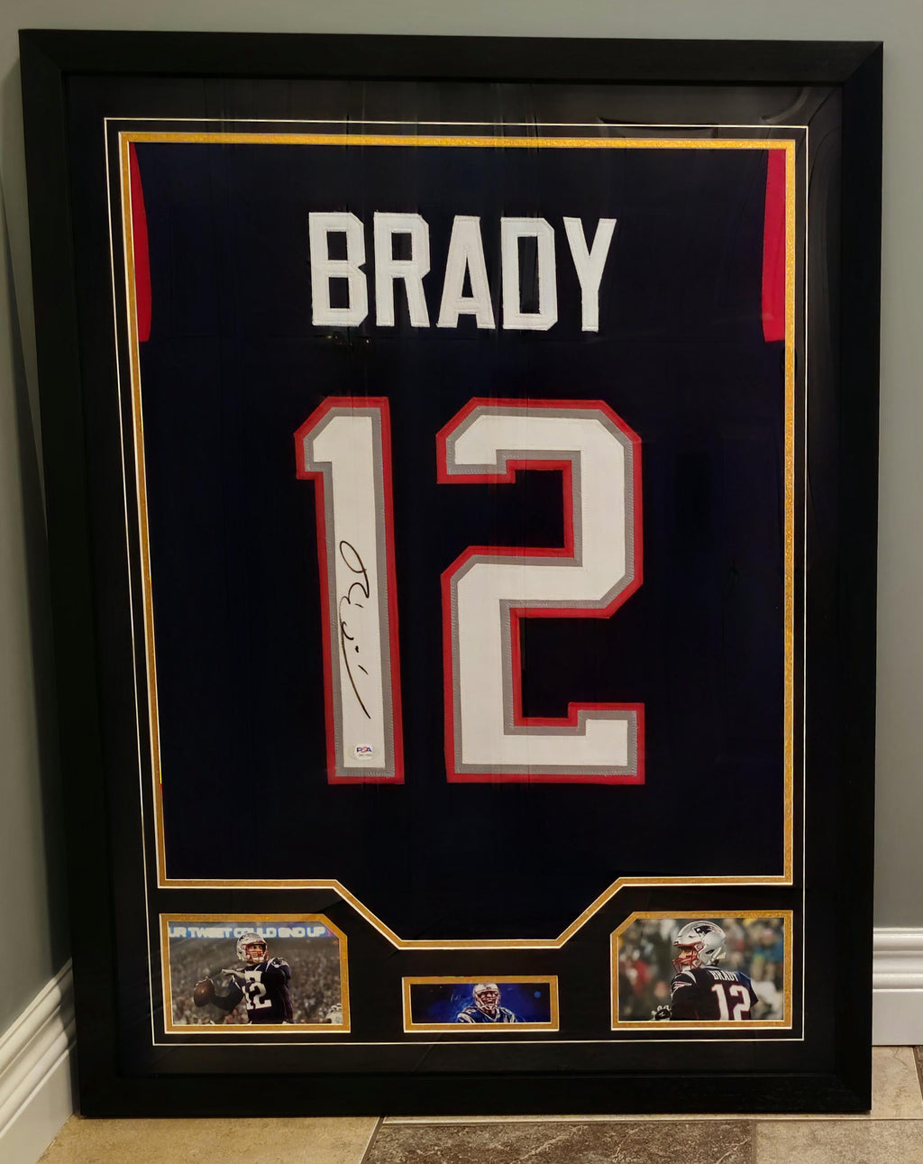 FRAMED! Tom Brady Signed Autographed Patriots Custom Jersey PSA COA Autographed