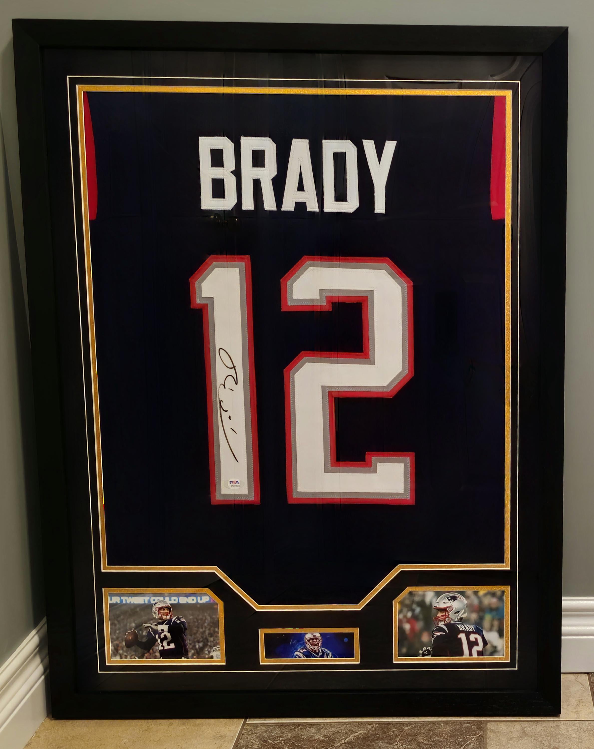 FRAMED! Tom Brady Signed Autographed Patriots Custom Jersey PSA COA Autographed
