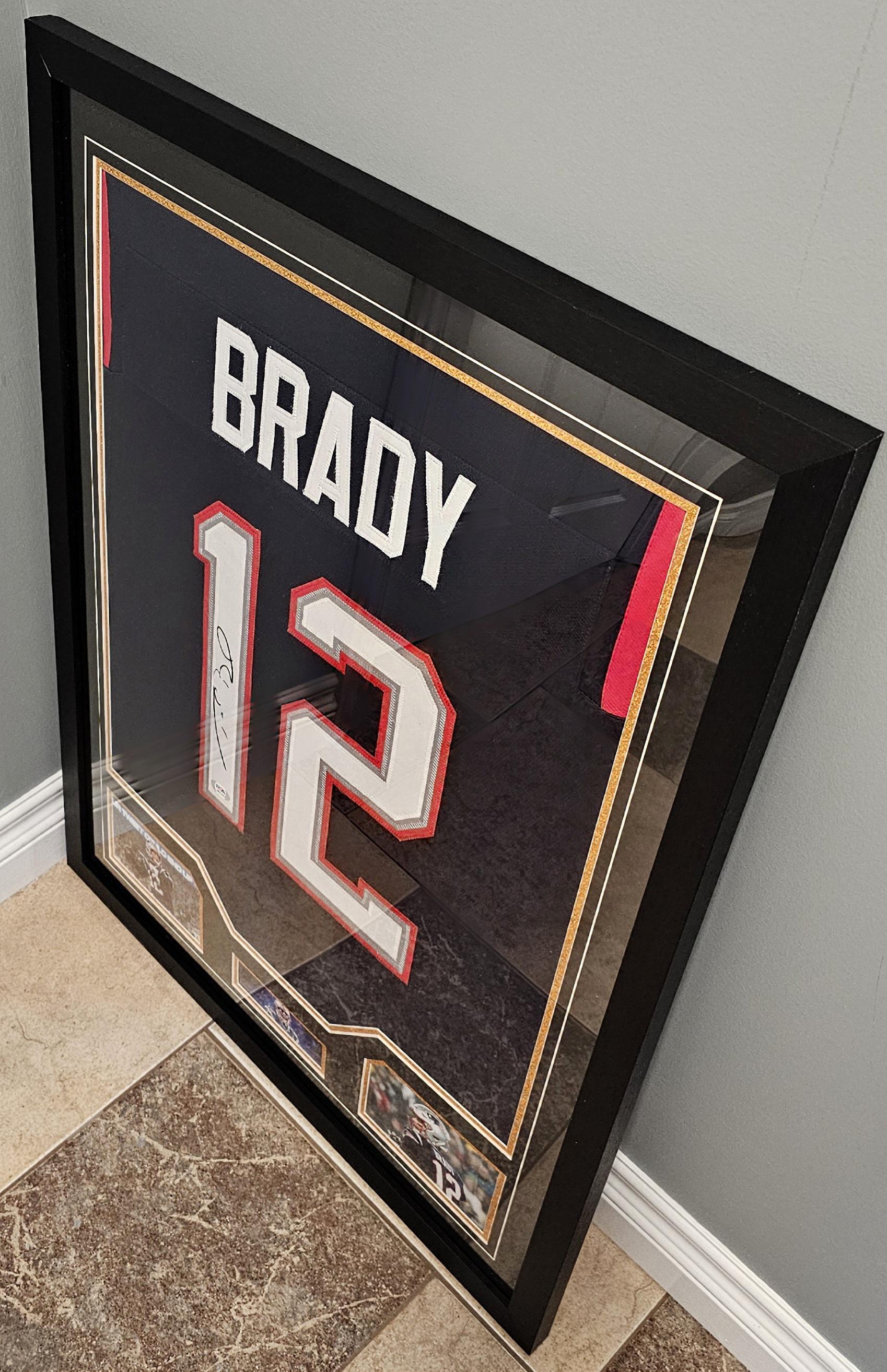 FRAMED! Tom Brady Signed Autographed Patriots Custom Jersey PSA COA Autographed